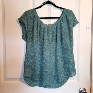 Lauren Conrad green floral blouse, size XL